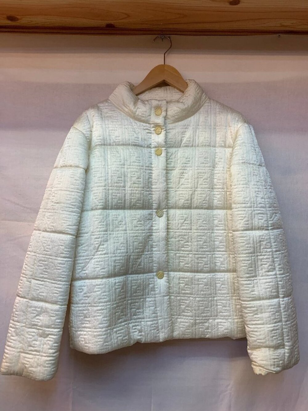 Fendi FF Zucca print Puffer Jacket White  sz 40